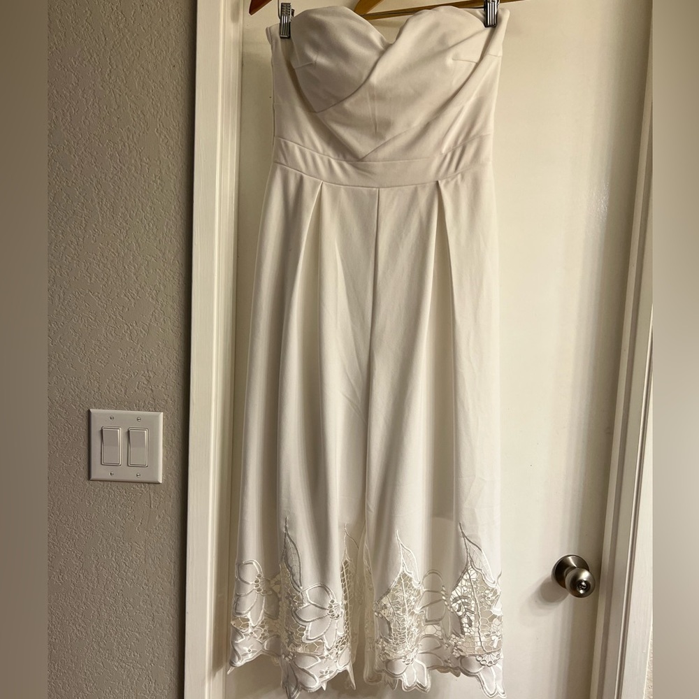 Strapless white jumpsuit